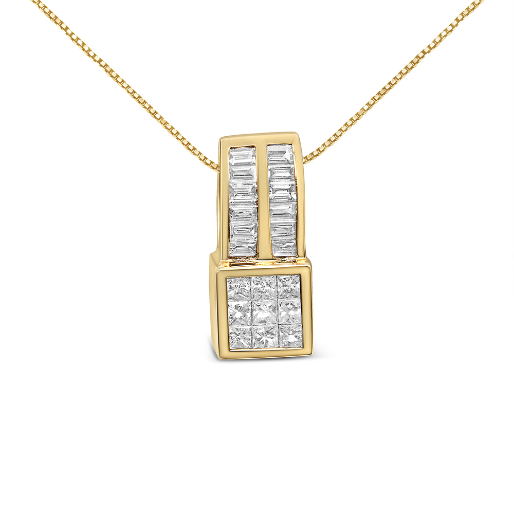 14K Yellow Gold 1 1/4 cttw Princess and Baguette Cut Geometric Inspired